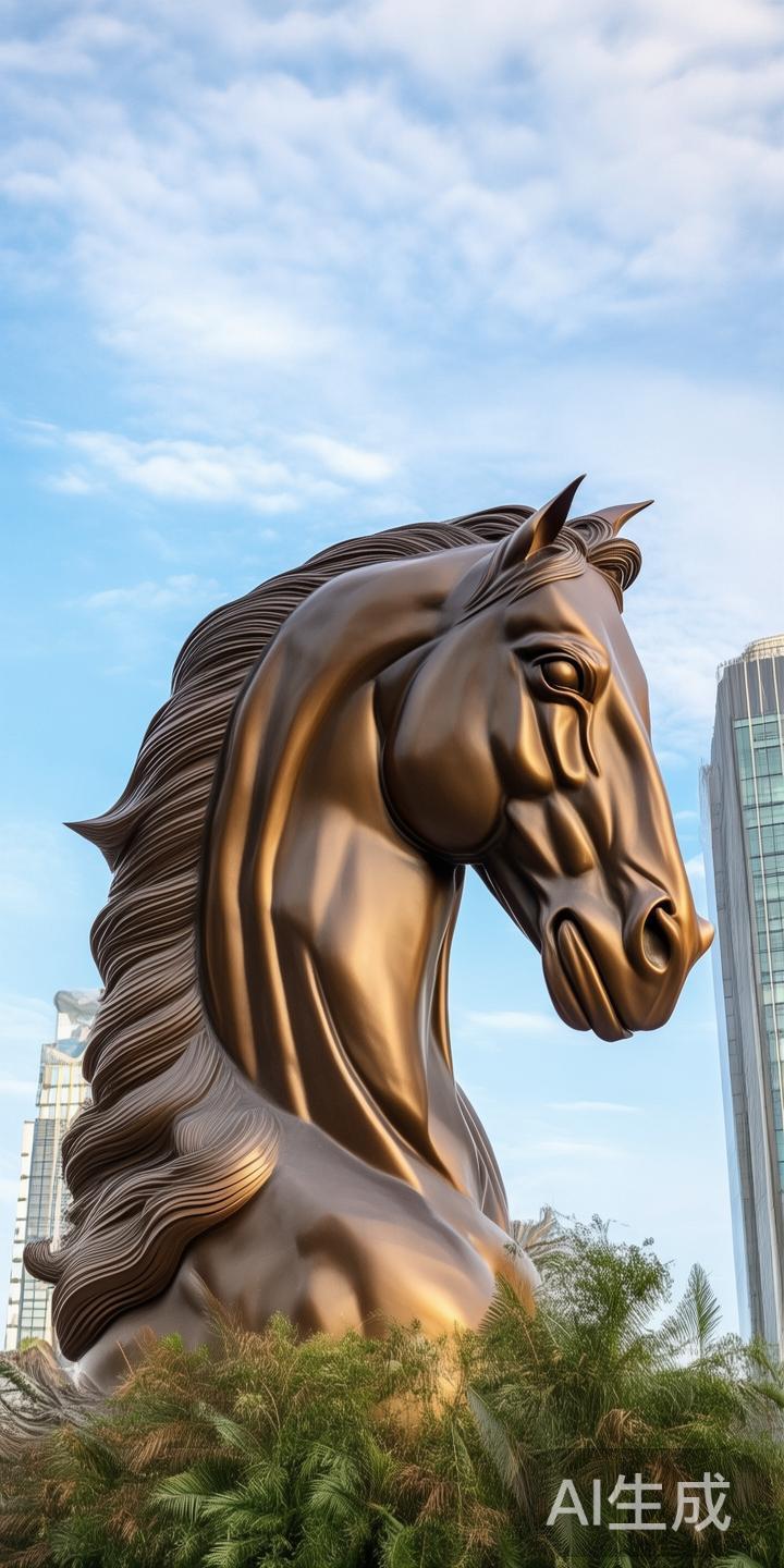 作为澳门新葡京酒店的标志性雕塑，铜马首具有深厚的文